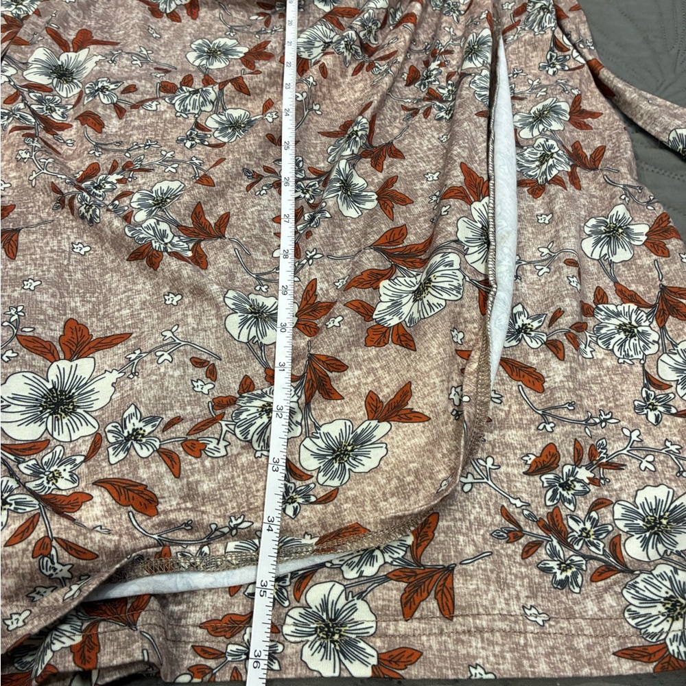 Floral Print Skirt in Brown and White